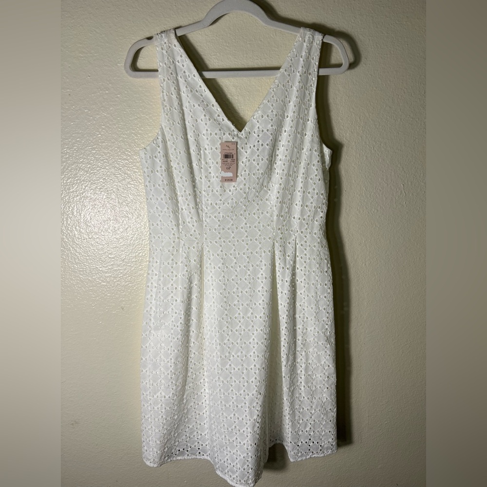 Ann Taylor White Eyelet Midi Dress 6P
